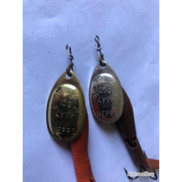 2 cuill�res aglia flying saumon 15 et 25 gr  Mepps peche rivi�re carnassier occasion