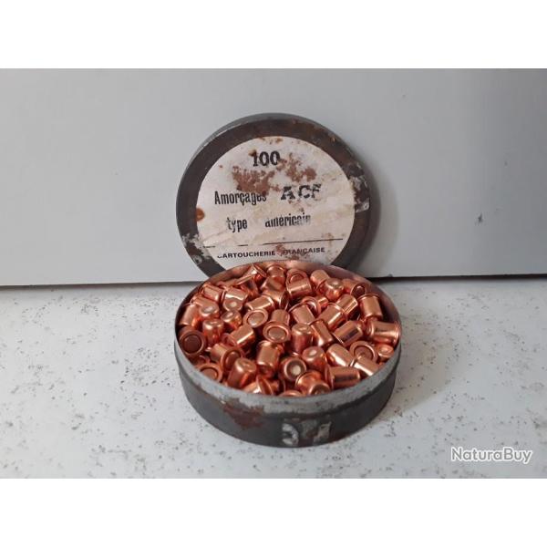 9798 BOITE DE 100 AMORCES CAL12 CARTOUCHERIE FRANCAISE PARIS AMORCAGES ACF NEUF