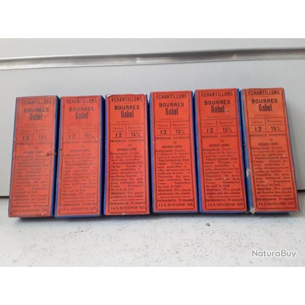 9803 LOT DE 6 BOITES DE BOURRES GABEL  CALIBRE 12 EPAISSEUR 15MM NEUF