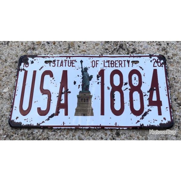 plaque t�le NEW YORK STATUE OF LIBERTY USA 1884 15X31cm Immatriculation US