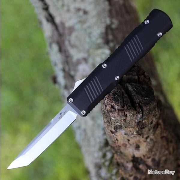 Couteau OTF Bear & Son Auto Tanto Lame Acier D2 Manche Aluminium Made USA BCOTF210ALBKS
