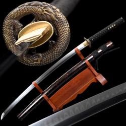 Katanas japonais T10 authentique. Tsuba dragon. Methode de forge traditionnelle
