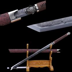 Ninjato lame droite en acier ressort. V&eacute;ritable sabre Tranchant