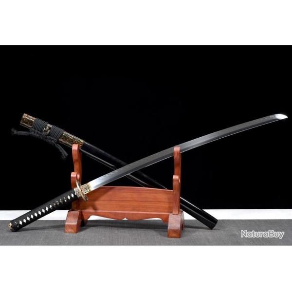 V�ritable katana japonais en acier 1095, vrai hamon, tsuba dragon