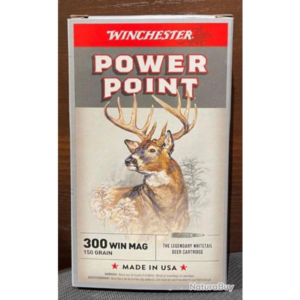 Munitions WINCHESTER POWER POINT 300WM 150gr par 60