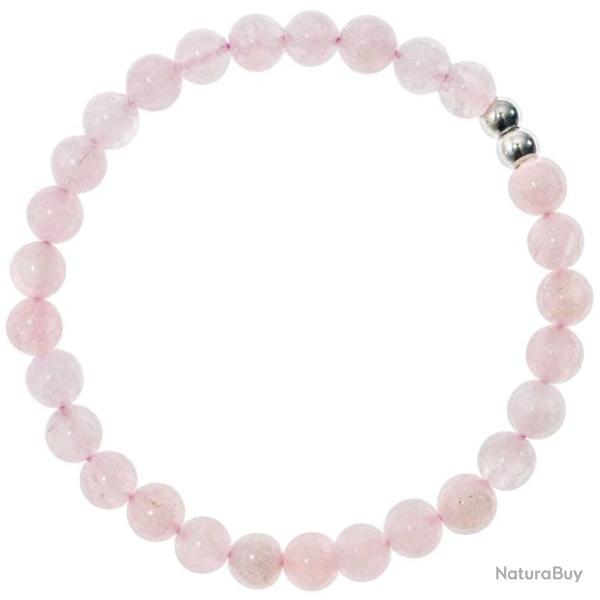 Bracelet en quartz rose - Perles rondes 6 mm
