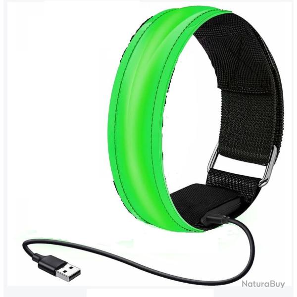Brassard Lumineux Vert rechargeable