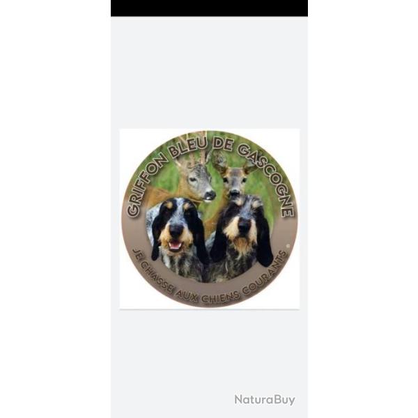 Autocollant pour v�hicule - griffon bleu et chevreuil