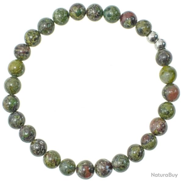Bracelet en jaspe h�liotrope - Perles rondes 6 mm