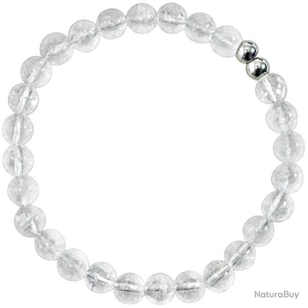 Bracelet en cristal de roche - Perles rondes 6 mm