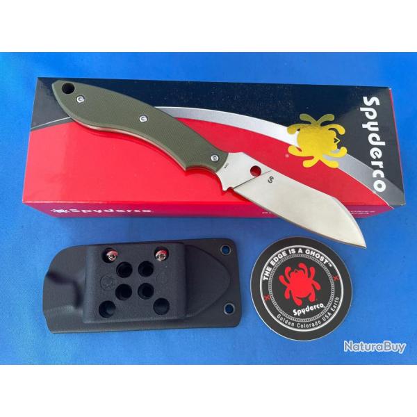 Couteau Spyderco Stok Drop Point Lame Acier 8Cr13MoV Manche OD Green G10 Etui Boltaron SCFB50GPOD