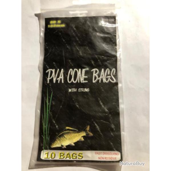 10 sac pva. cone  80x 165 mm peche carpe