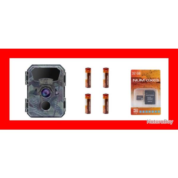 NUM'AXES - PACK PIEGE PHOTOGRAPHIQUE PIE1066 + 4 PILES AA LR6 + CARTE MEMOIRE 32 GB