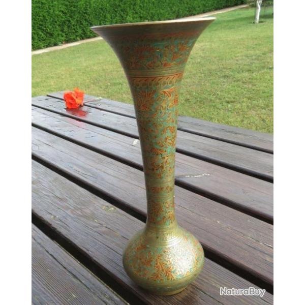 VINTAGE -  Vase en Laiton maill indien, MADE IN INDIA  (Vers 1950-60)