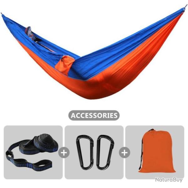 Hamac Grande Taille Complet - Double Personne - Nylon 210T Parachute - 270 CM x 140 CM - 7 Coloris