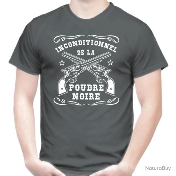 TEE SHIRT - INCONDITIONNEL DE LA POUDRE NOIRE - tir revolver PNF2 calibre .44 .45 Colt Remington