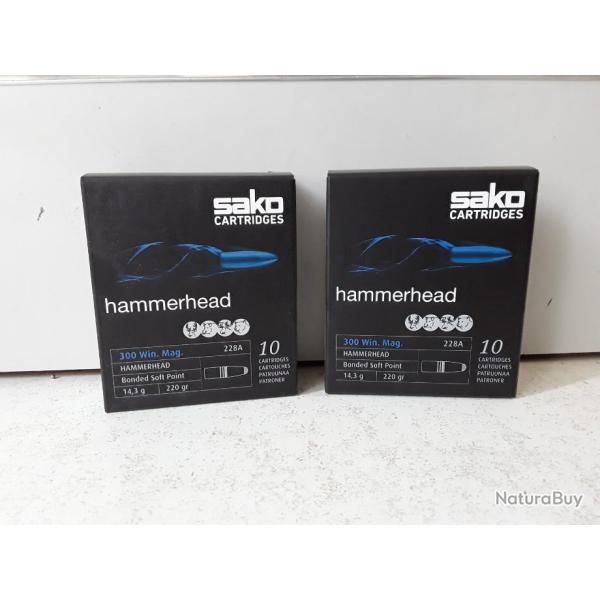 x20 balles Sako HAMMERHEAD cal.300win mag 220gr