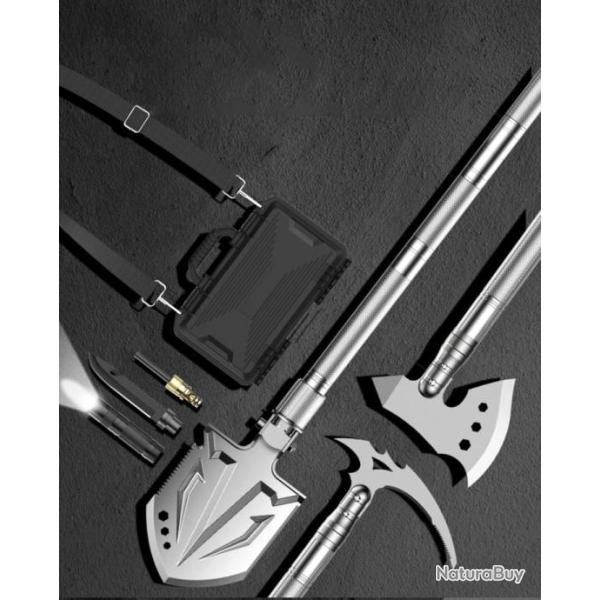 Pelle Survie Multifonction B�che Lampe Poche Aluminium Pliante Camping Malette Transport Pratique So