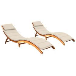 Lot de 2 transats chaise longue bain de soleil lit de jardin terrasse meuble d'ext&eacute;rieur avec couss