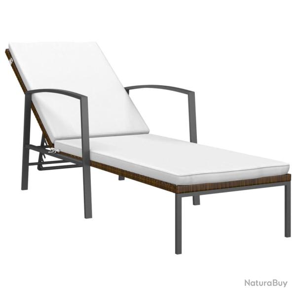 Transat chaise longue bain de soleil lit de jardin terrasse meuble d'ext�rieur avec coussin r�sine