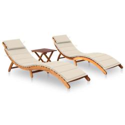 Lot de 2 transats chaise longue bain de soleil lit de jardin terrasse meuble d'ext&eacute;rieur avec table
