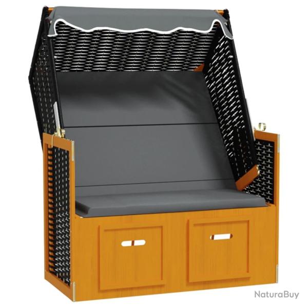 Strandkorb avec auvent r�sine tress�e et bois solide anthracite 02_0012164