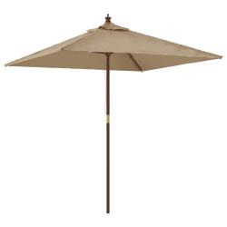 Parasol mobilier de jardin avec m&acirc;t en bois 198 x 198 x 231 cm taupe 02_0008358