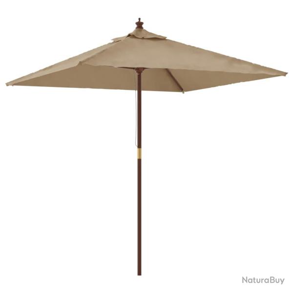 Parasol mobilier de jardin avec m�t en bois 198 x 198 x 231 cm taupe 02_0008358