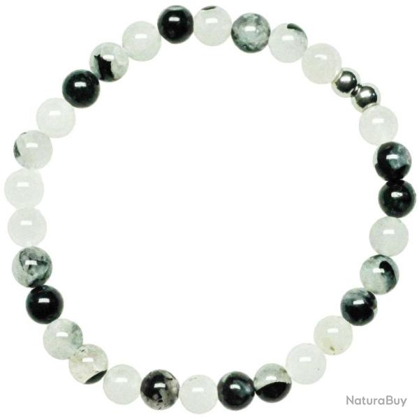Bracelet en quartz tourmaline - Perles rondes 6 mm