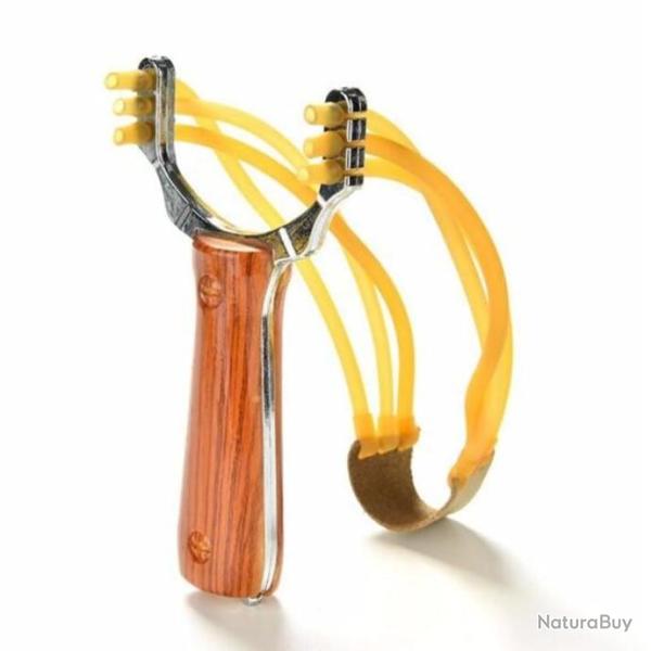 Fronde Lance-Pierre 3 Elastique Slingshot Marron Ultra Puissante Chasse Camping Plein Air