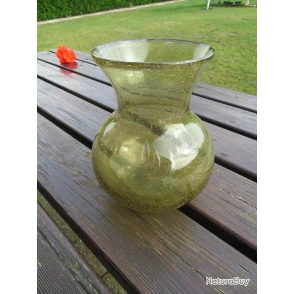 VINTAGE - Ancien Vase en verre bull�, souffl� a la main dans le style de BIOT (Vers 1960-70)