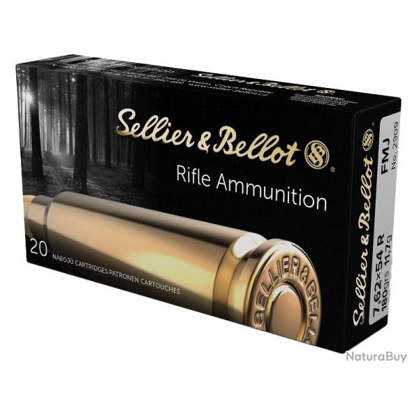 Munitions SELLIER BELLOT calibre 7.62x54R FMJ 180gr - 11.7 g x20