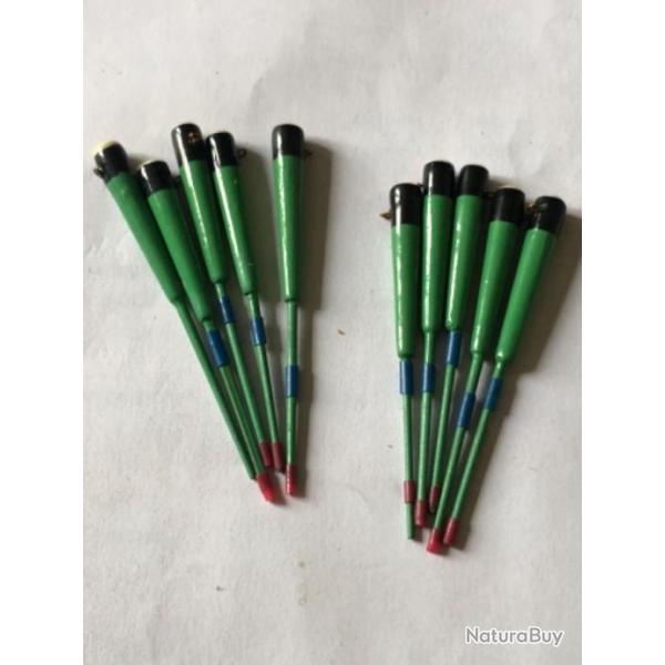 10 flotteur type Versailles 6 cm environ 0.10 gr  bout blanc peche occasion