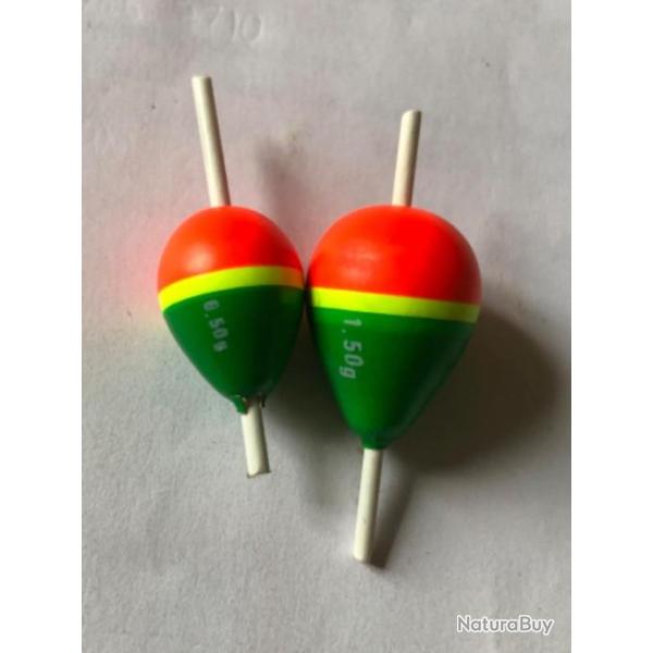 2 flotteur fendu 0,50 et 1,50 gr peche truite