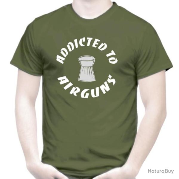 T-SHIRT  ADDICTED TO AIRGUNS  - Carabine � plombs Pistolet � air comprim� PCP  Cible ClubTir sportif