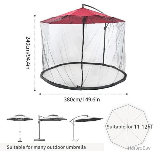 Moustiquaire Parasol Tente Grand Filet R�glable Double Fermeture Eclair Utilisation Facile Jardin Ca