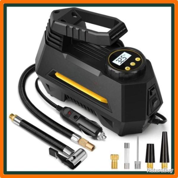 Gonfleur num�rique 12v DC pour pneu de voiture et v�lo - C�ble de 3m - Livraison gratuite et rapide