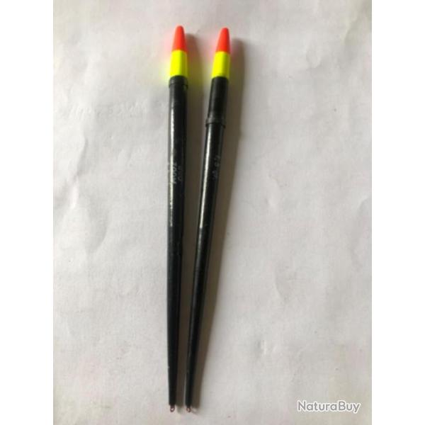 2 flotteur  1,50 gr  14 cm   noir  peche ancien collection occasion