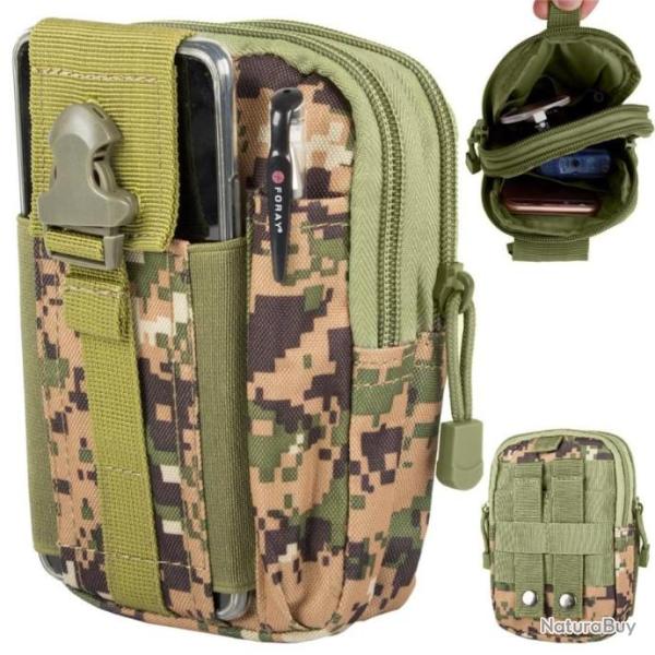Sacoche Pochette Sac Housse Tactique Militaire de Ceinture MOLLE Digital Camo