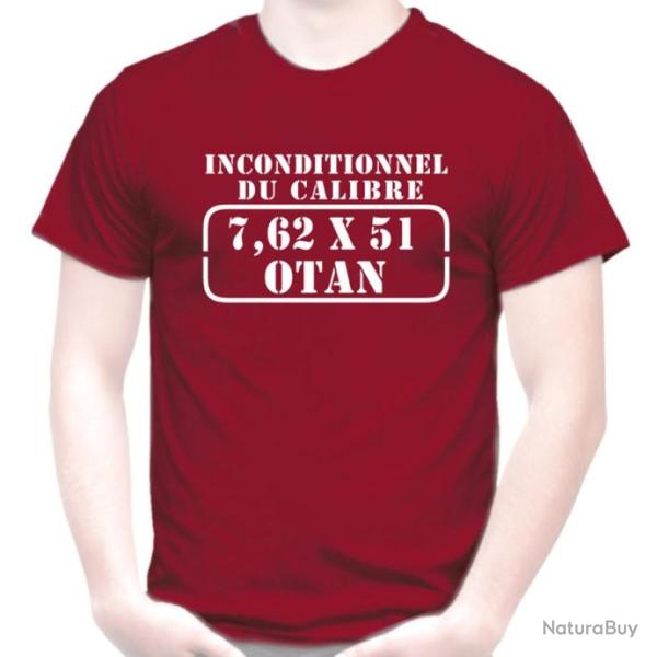 T-SHIRT INCONDITIONNEL DU CALIBRE 7.62 OTAN - 7,62 � 51 mm NATO cartouche douilles Tir Fusil cible