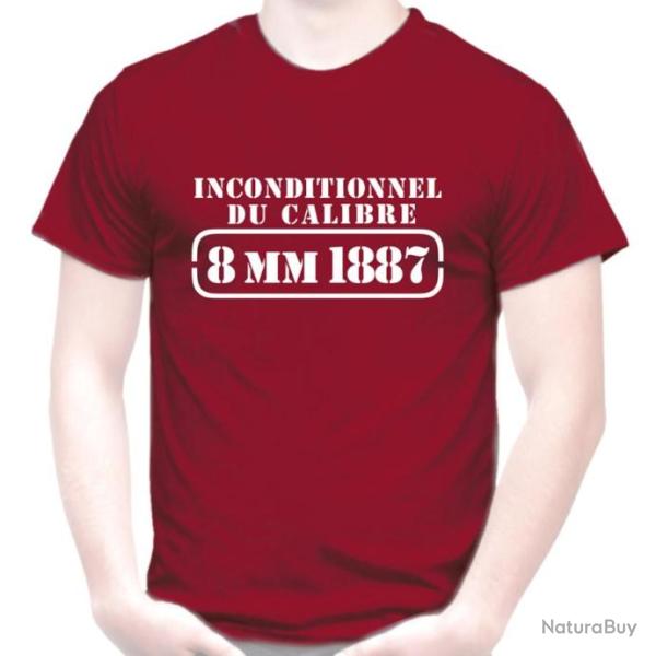 T-SHIRT INCONDITIONNEL DU CALIBRE 8 MM 1887 - cartouche Tir revolver Arme Poudre Noire TAR