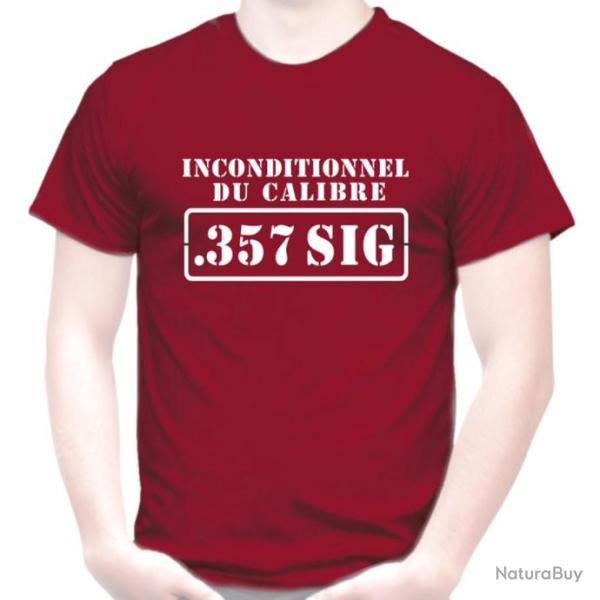T-SHIRT INCONDITIONNEL DU CALIBRE .357 SIG Munition Sig-Sauer Pistolet Automatique Tir Cible Stand
