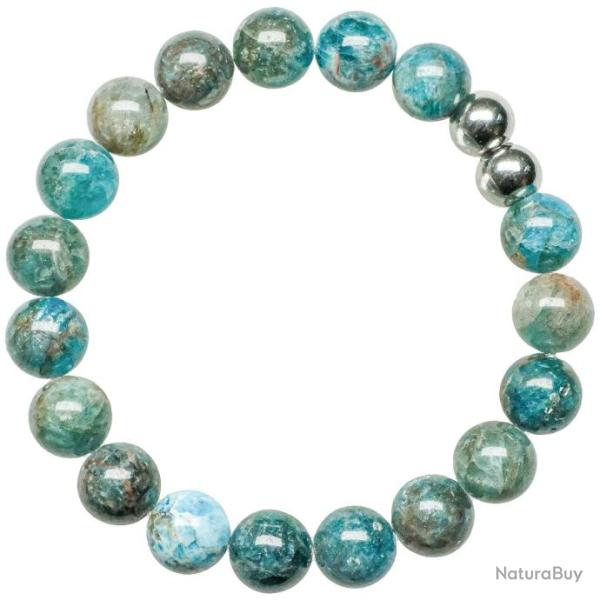 Bracelet en apatite bleue - Perles rondes 10 mm