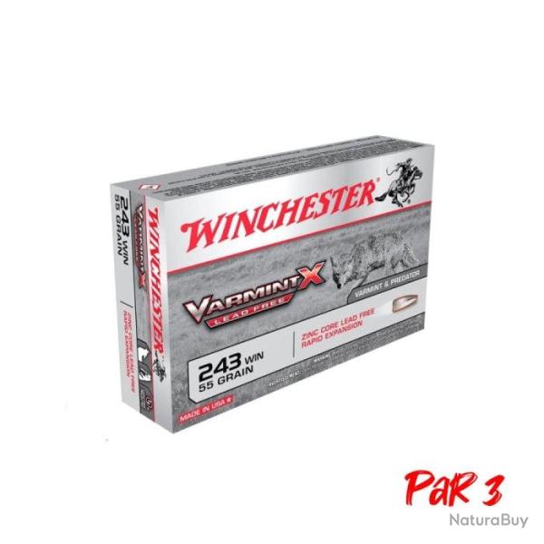 Balles Winchester Varmint X Lead Free - Cal. 243 Win. - 55 / Par 3