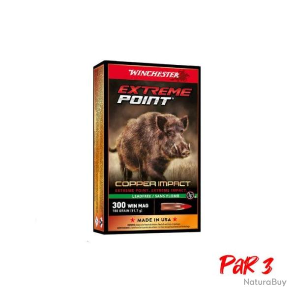 Balles Winchester Extreme Point Lead Free - Cal. 300 WM - Par 20 - 180 gr / Par 3