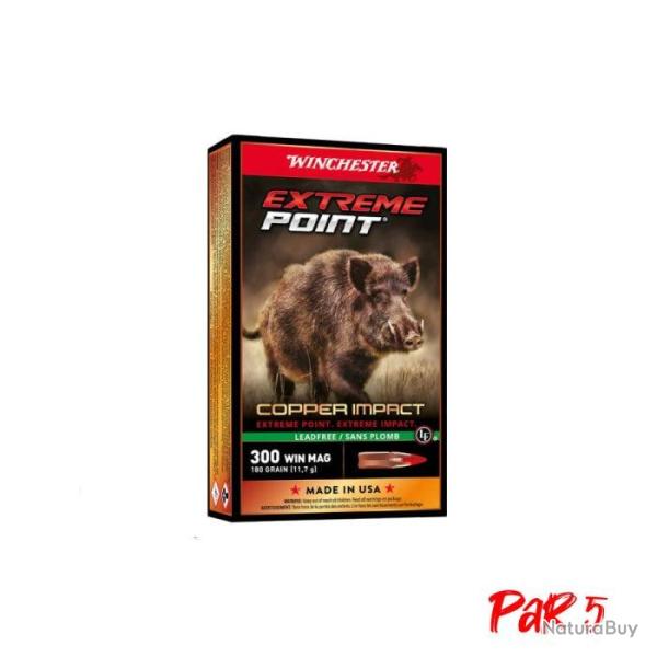 Balles Winchester Extreme Point Lead Free - Cal. 300 WM - Par 20 - 180 gr / Par 5