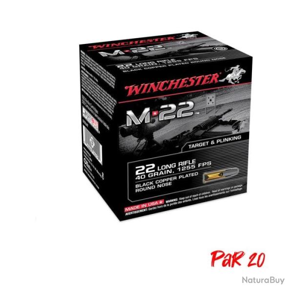 Munitions Winchester M22 Black Plinking Lead Round Nose - Cal. 22 LR - Par 20 / 22LR
