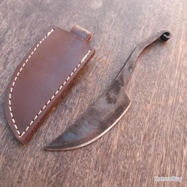 Couteau VIKING FORG  carbone avec tui en cuir marron