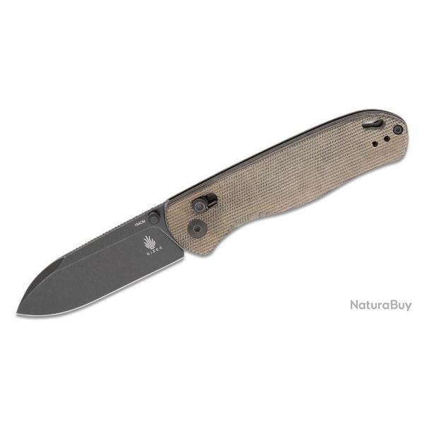 Couteau Kizer Drop Bear Black Manche Micarta Lame Acier 154CM IKBS Clutch Lock Clip KIV3619C4