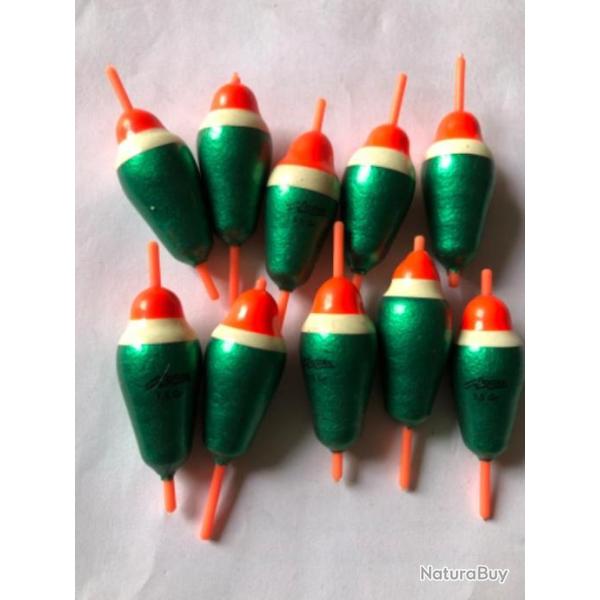 10 flotteur 3 cm 1,50 gr rouge vert fixe FLOTTEX p�che coup occasion